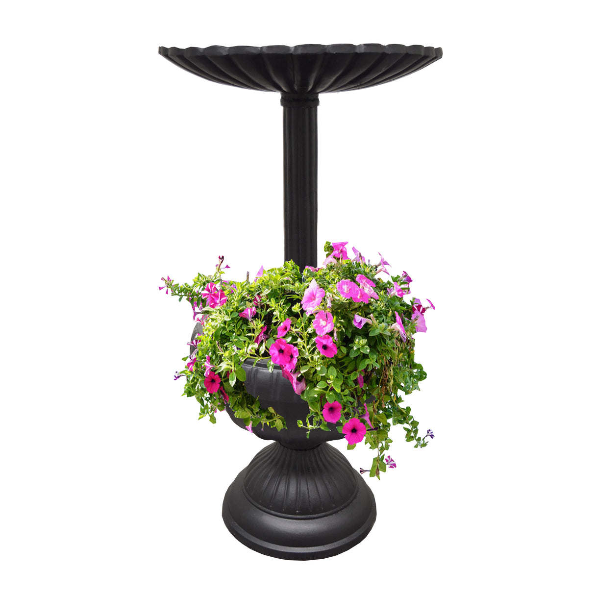 Ornate Round Cast Aluminum Metal 35-in Bird Bath Planter Vase Combo Sharicks
