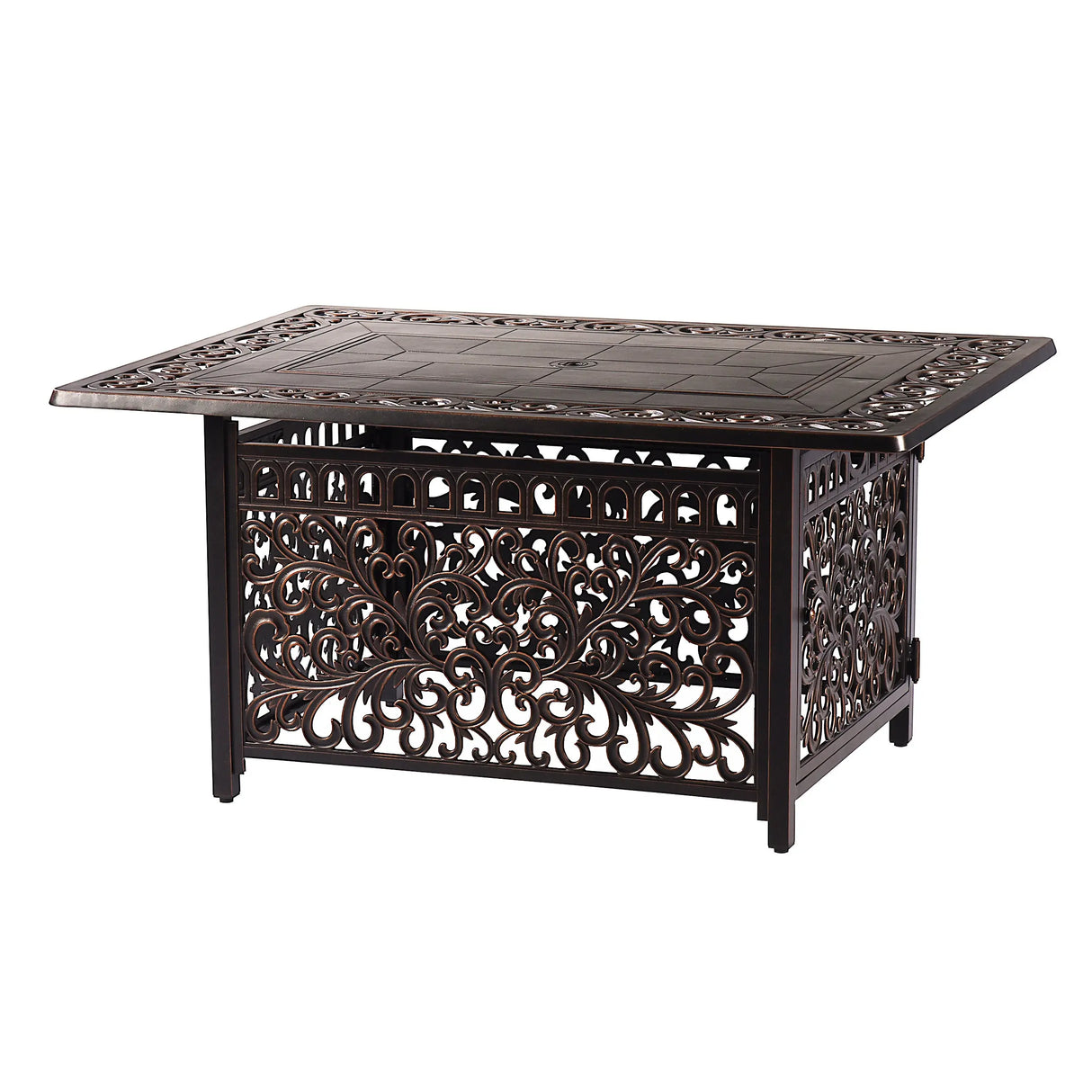 Aluminum 48-in Rectangular Propane Fire Table, Beads, Covers and Lid Sharicks