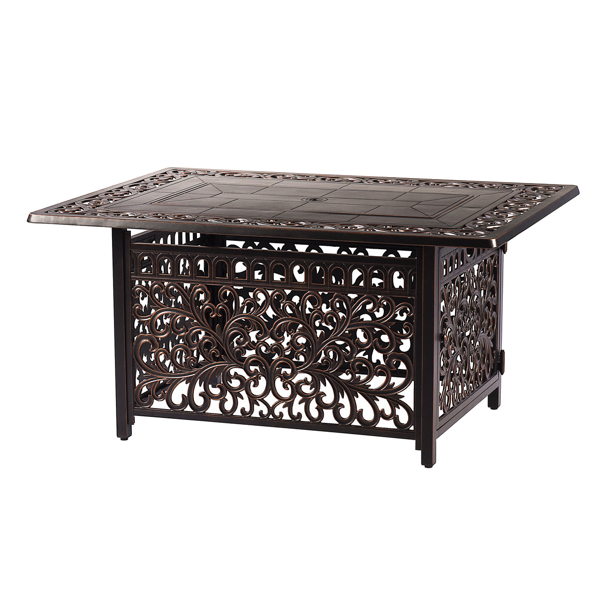 Aluminum 48-in Rectangular Patio Fire Table and Swivel Rocker Set - Sharicks