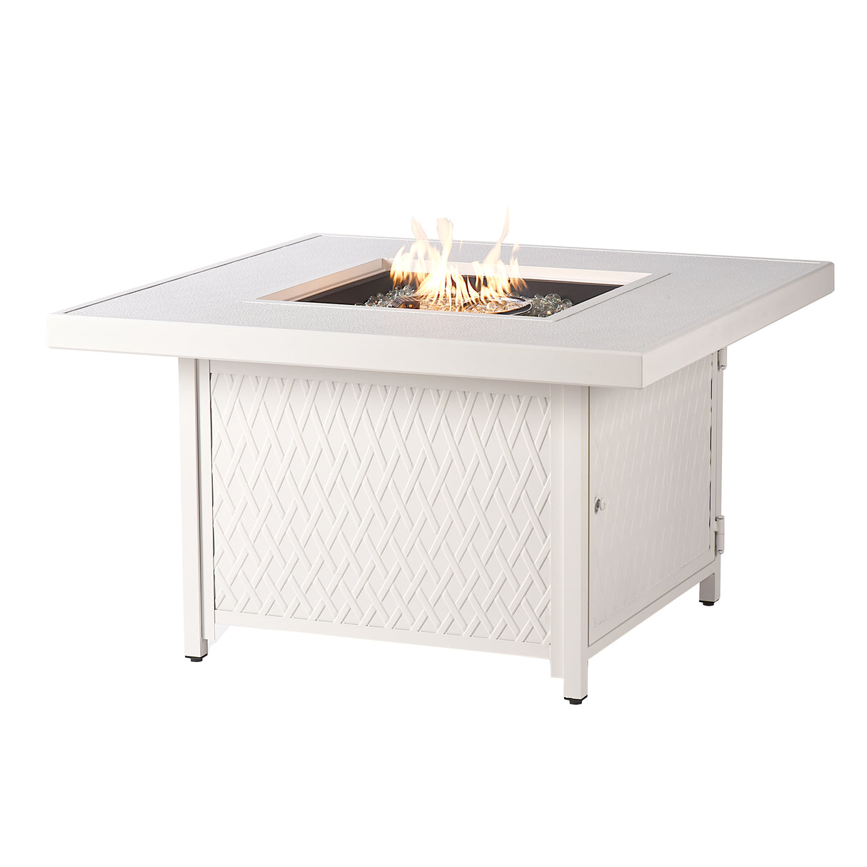 Aluminum 42-in Square Propane Fire Table with Beads, Covers and Lid Sharicks