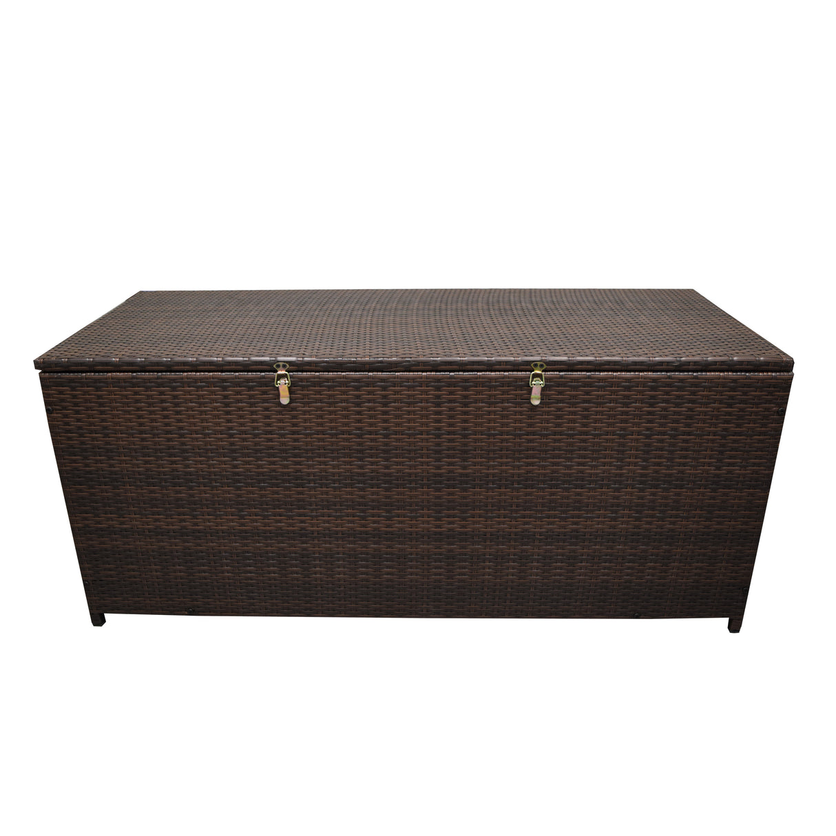Brown Wicker Patio Deck Box with 113 Gallon Storage and Metal Frame Sharicks