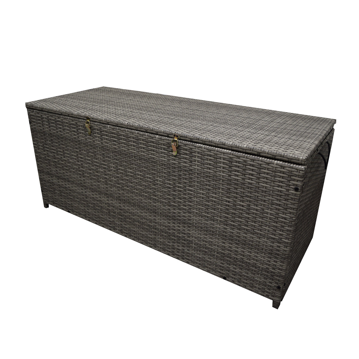 Grey Wicker Patio Deck Box with 113 Gallon Storage and Metal Frame Sharicks