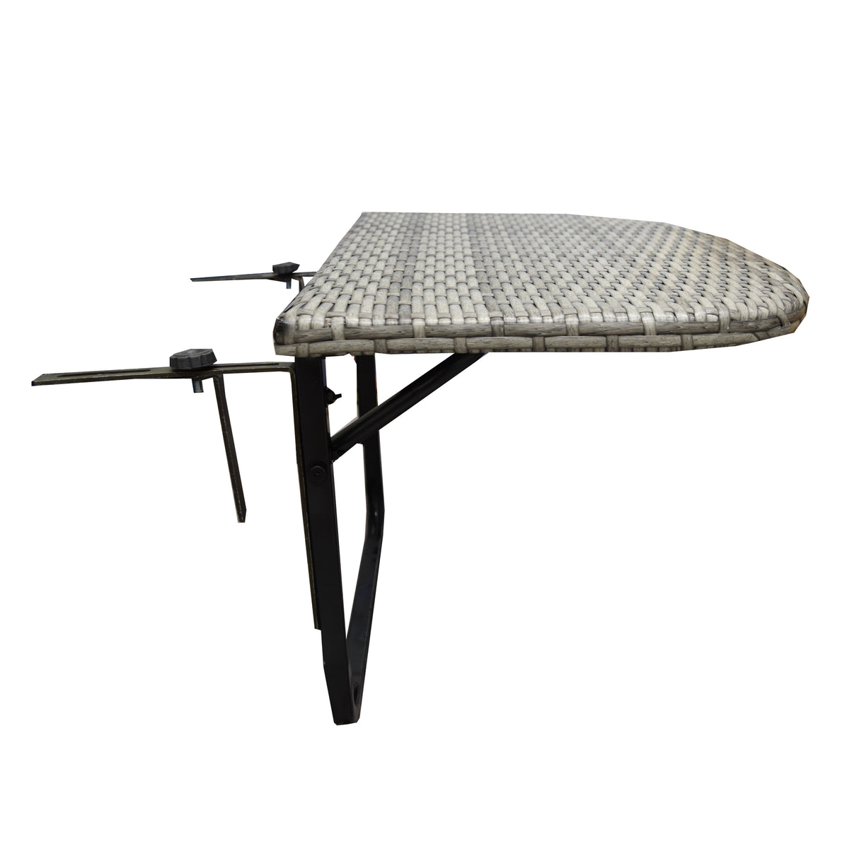 Grey Wicker Foldable Patio Balcony Table with Adjustable Clamps Sharicks