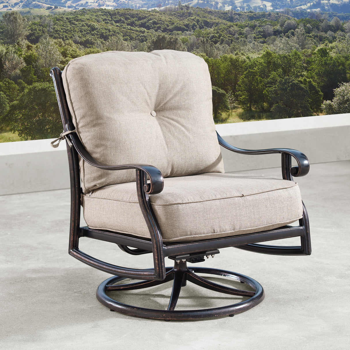 Aluminum 42-in Square Patio Fire Table Set with Swivel Rocking Chairs - Sharicks
