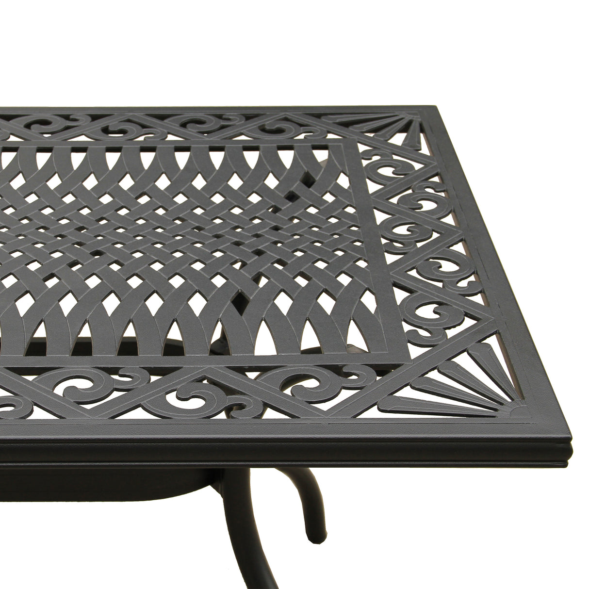 Outdoor Aluminum 7pc Black Rectangular Patio Dining Set and Six Chairs - Sharicks