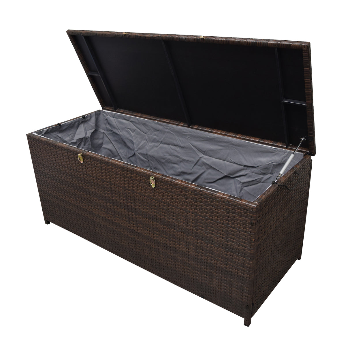 Brown Wicker Patio Deck Box with 113 Gallon Storage and Metal Frame Sharicks