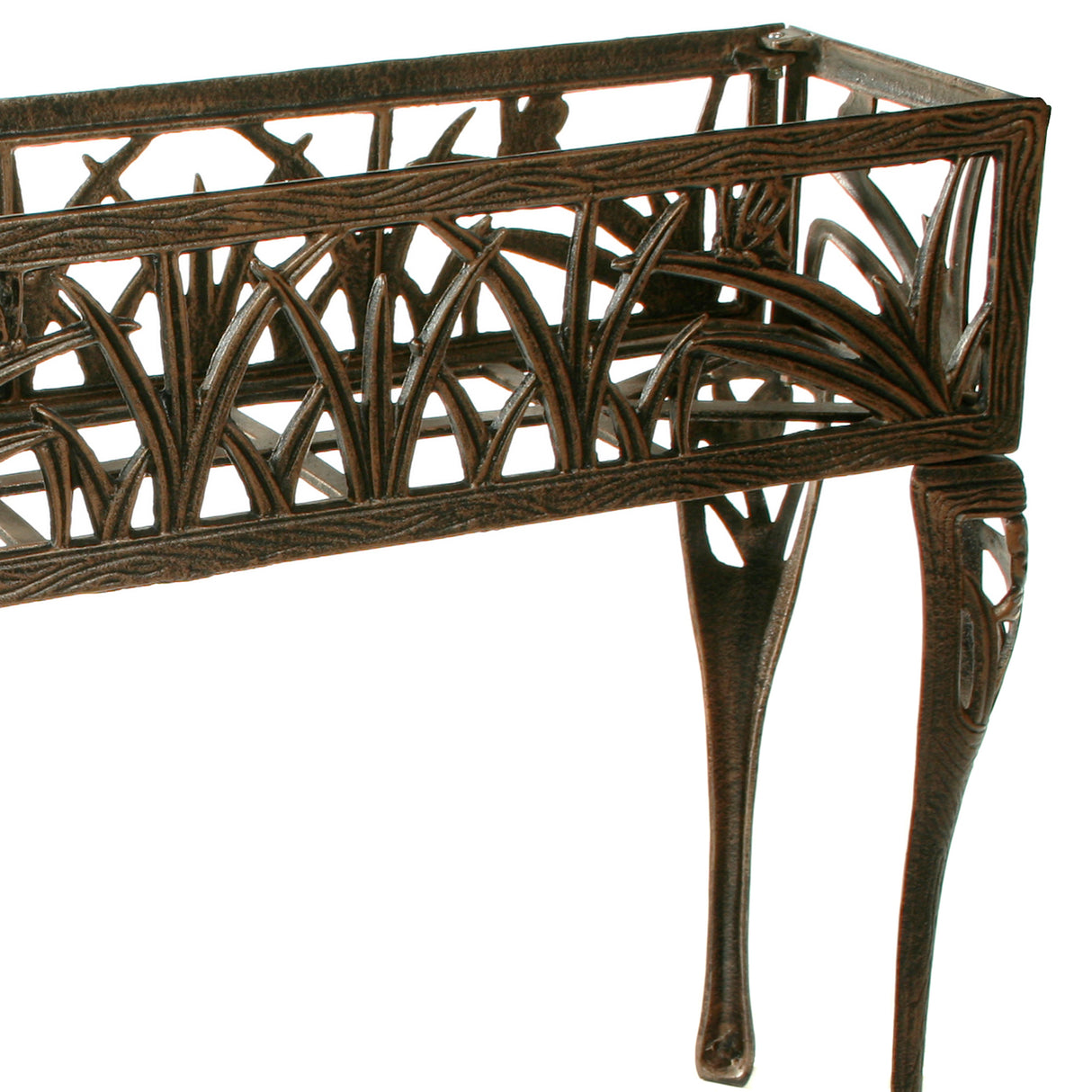 Cast Aluminum Antique Bronze Butterfly Rectangular Metal Plant Stand - Sharicks