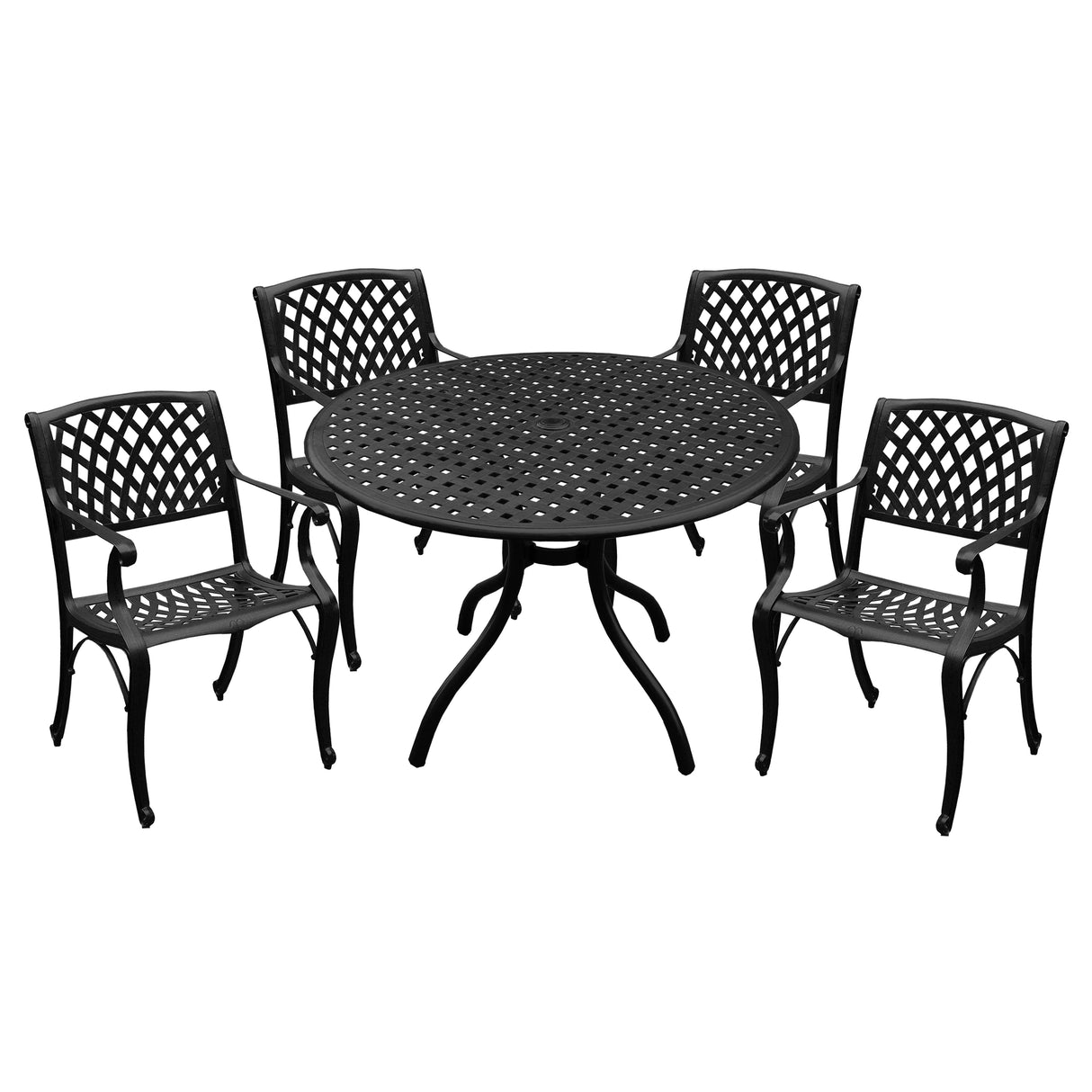 Outdoor Aluminum 5pc Round Black Patio Dining Set with Four Chairs - Sharicks