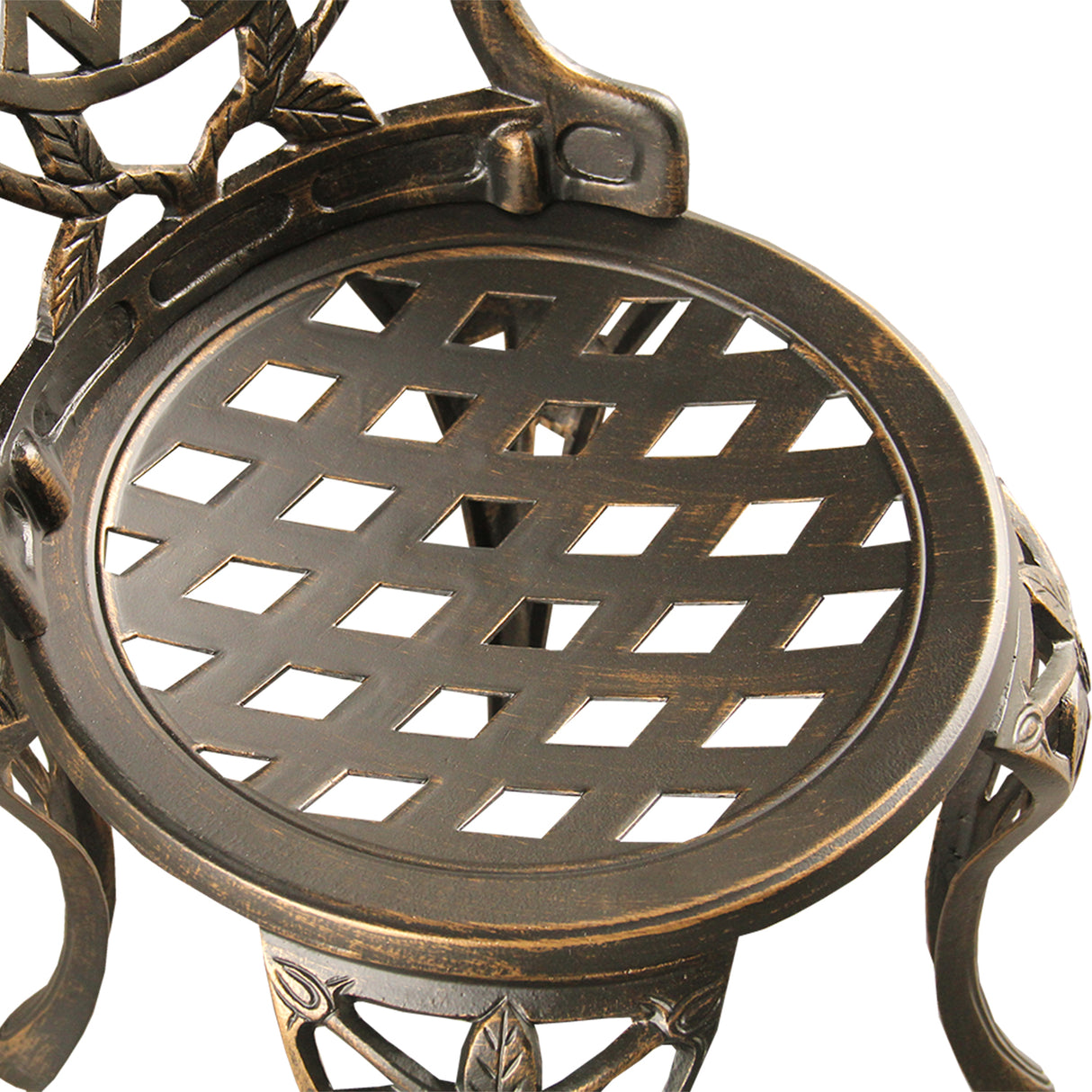 Bronze Rose Ornate Outdoor Patio Garden Aluminum 3 Piece Bistro Set Sharicks