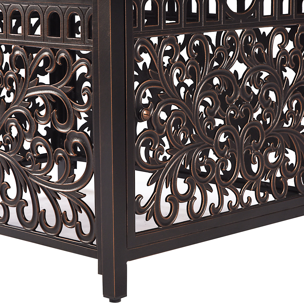 Aluminum 48-in Rectangular Patio Fire Table and Swivel Rocker Set - Sharicks