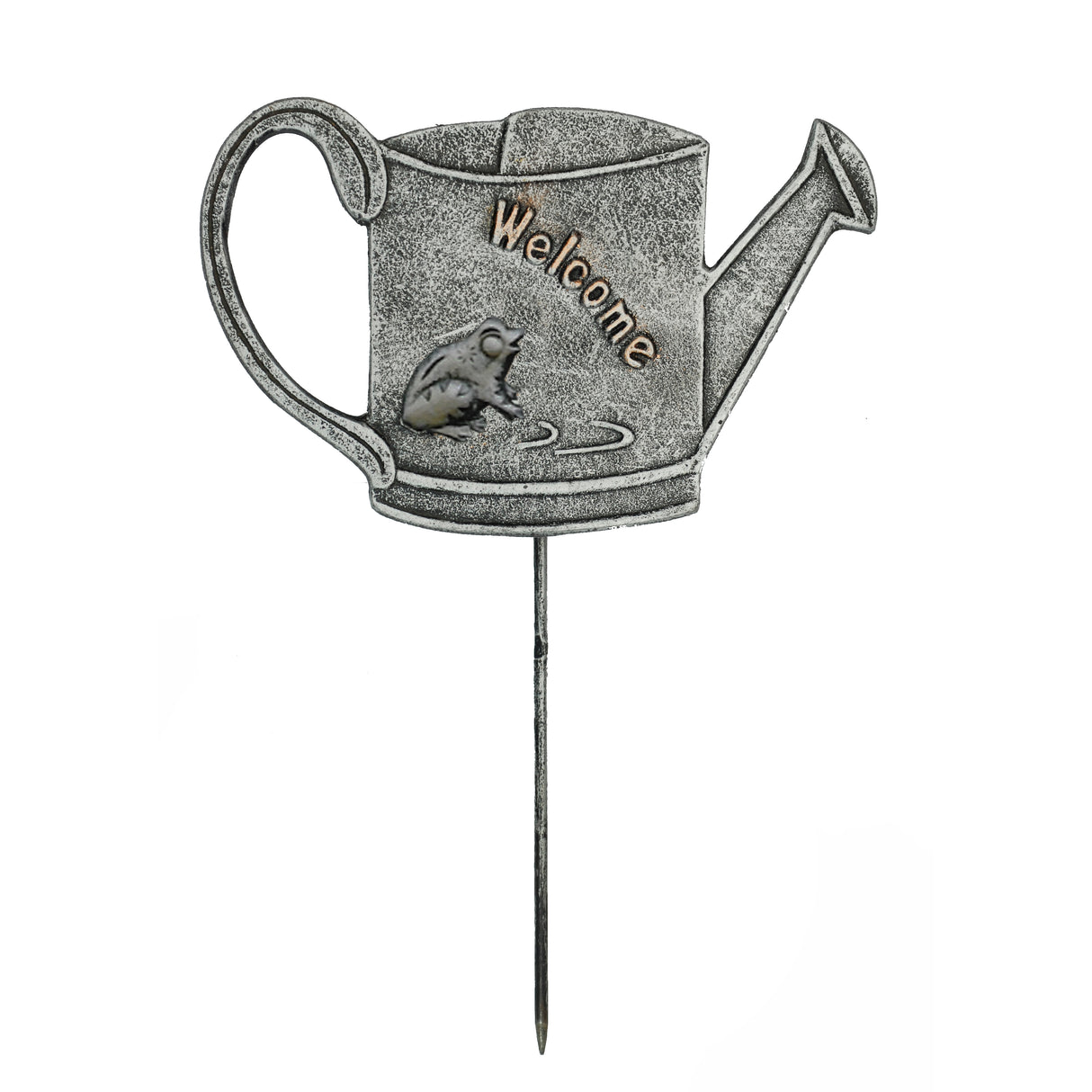 Antique Pewter Metal Garden Marker Welcome Frog - Sharicks