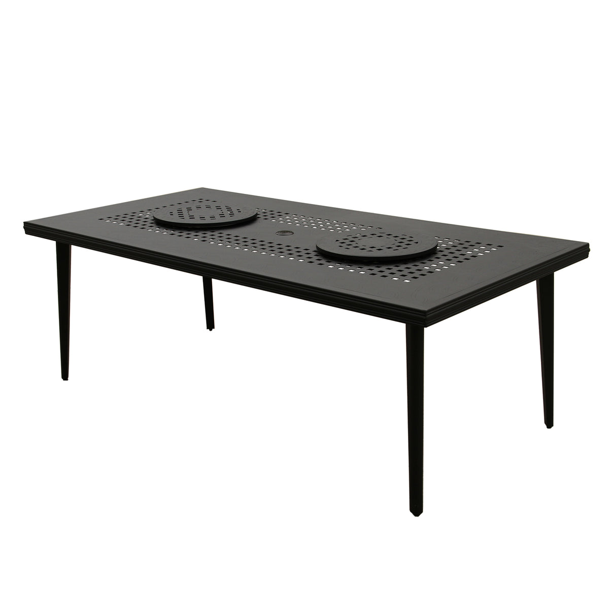 Aluminum Black 84-in Rectangle Large Patio Dining Table, Lazy Susans Sharicks