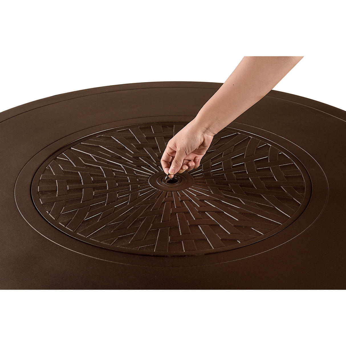 Aluminum 44-in Round Propane Fire Table with Beads, Covers and Lid Sharicks