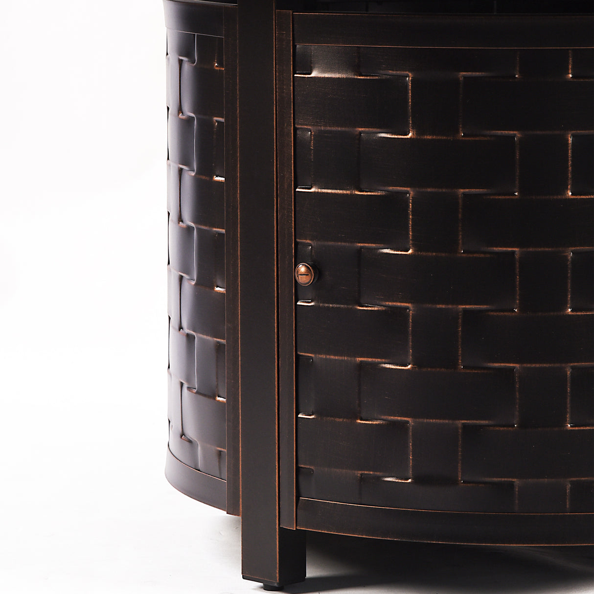 Aluminum 44-in Round Patio Fire Table Set with Swivel Rocking Chairs - Sharicks