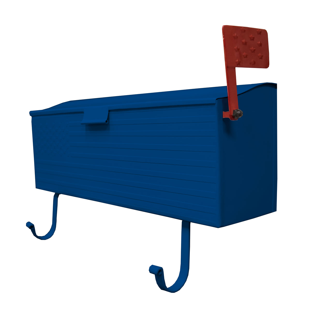 Blue American Flag Metal Wall Mounted Mailbox with Hangers Sharicks