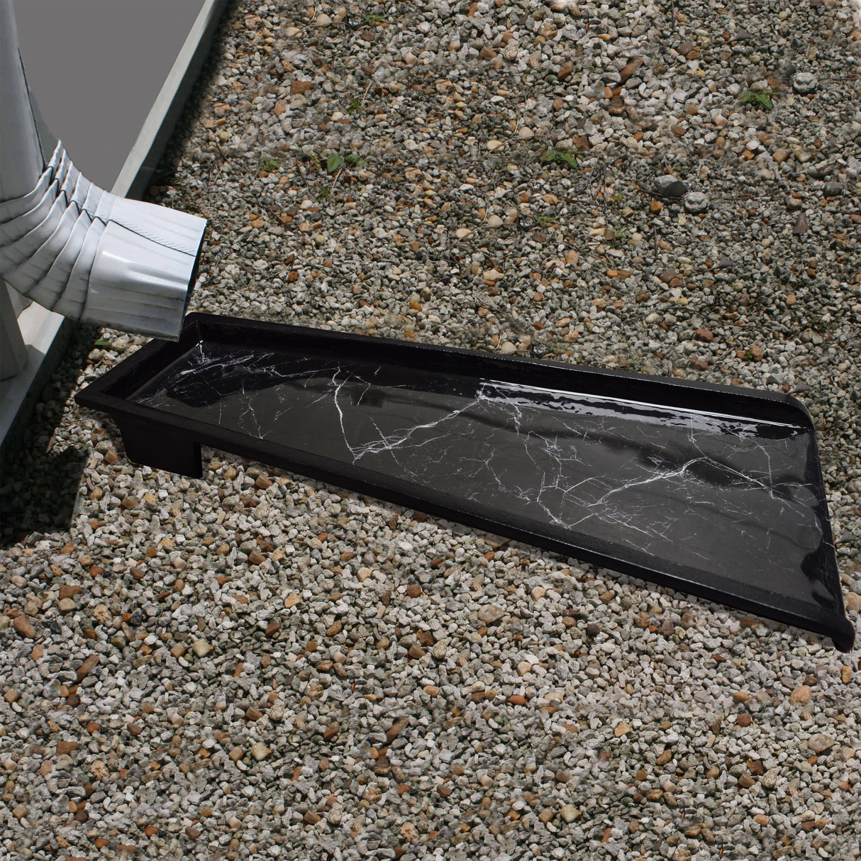 Black Faux Marble 24-in Cast Aluminum Downspout Gutter Splash Block Sharicks