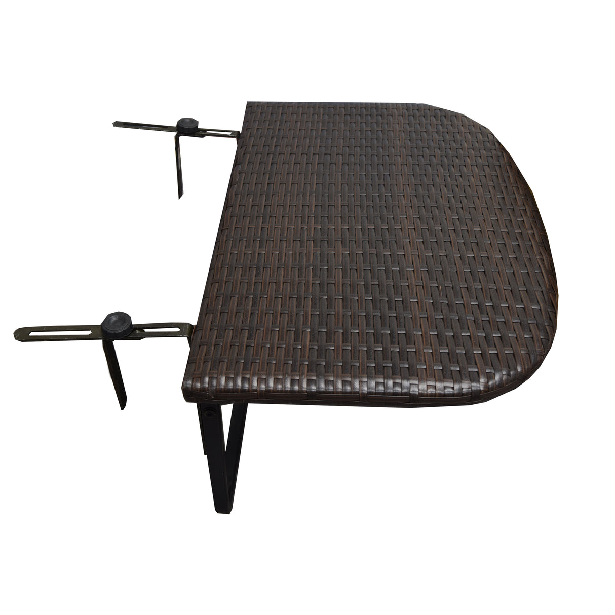 Brown Wicker Foldable Patio Balcony Table with Adjustable Clamps Sharicks