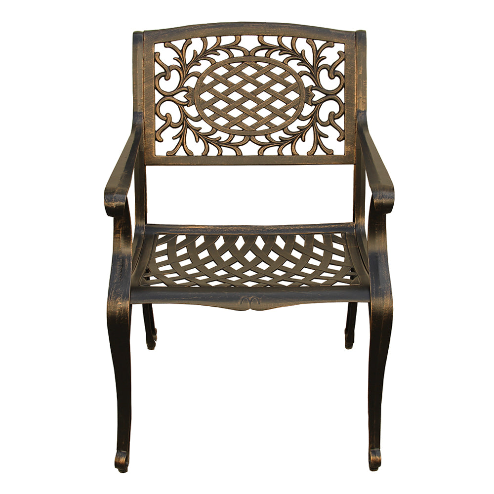 Ornate Traditional Outdoor Mesh Lattice Aluminum Patio Dining Chair Sharicks