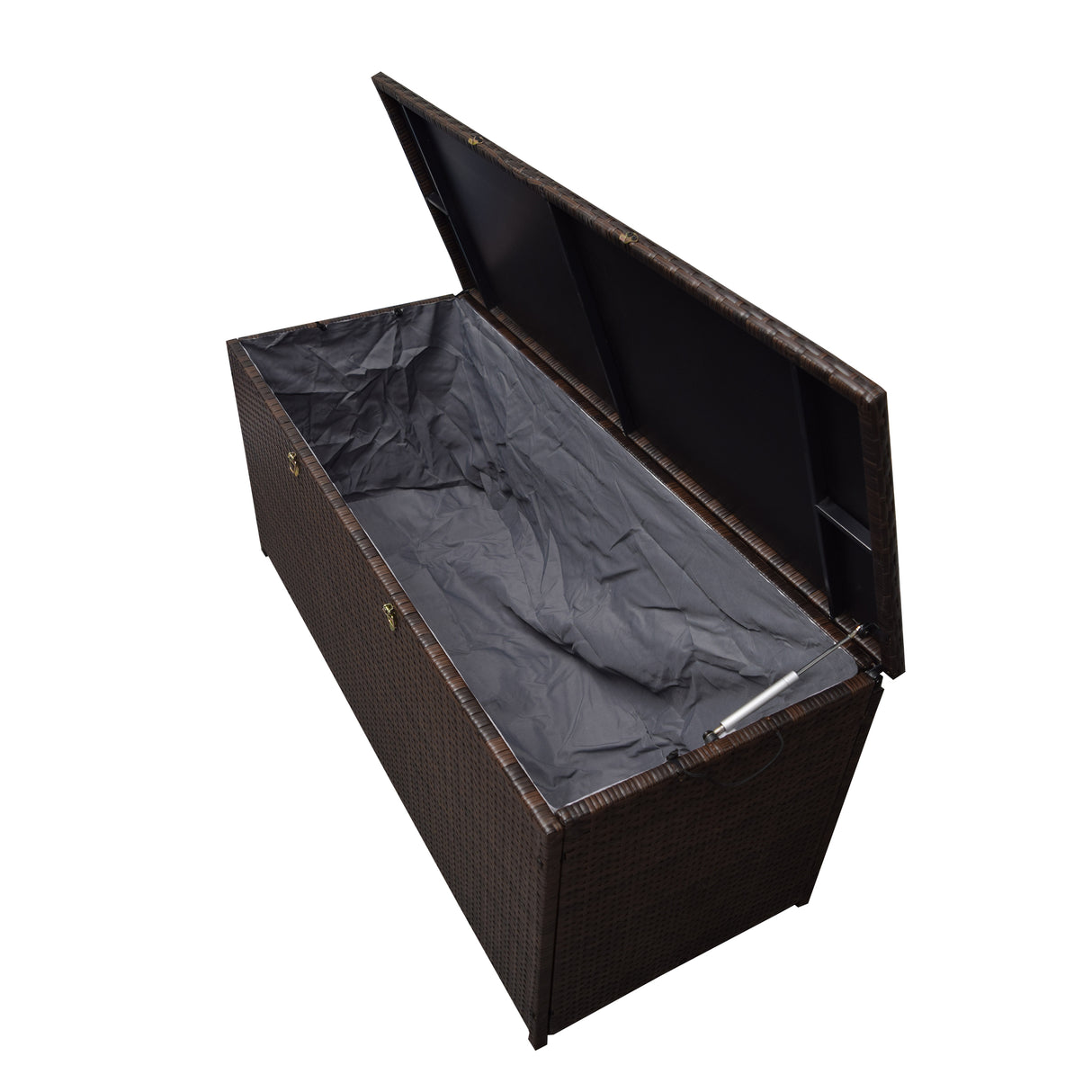 Brown Wicker Patio Deck Box with 113 Gallon Storage and Metal Frame Sharicks