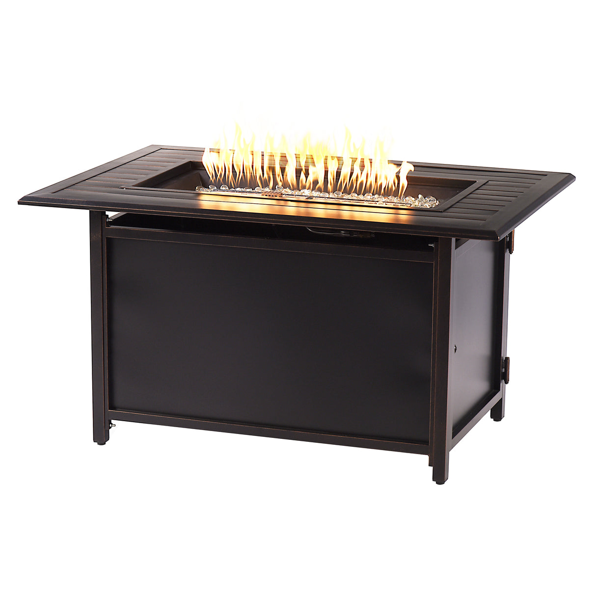 Aluminum 46-in Rectangular Propane Fire Table, Beads, Covers and Lid Sharicks