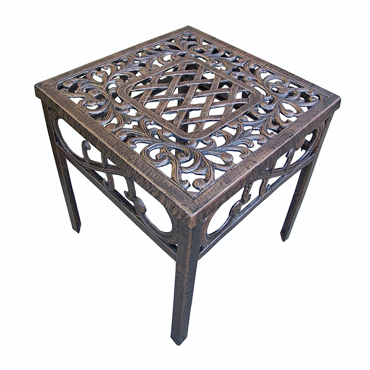 Antique Bronze Cast Aluminum 18-in Square Patio Side End Table Sharicks