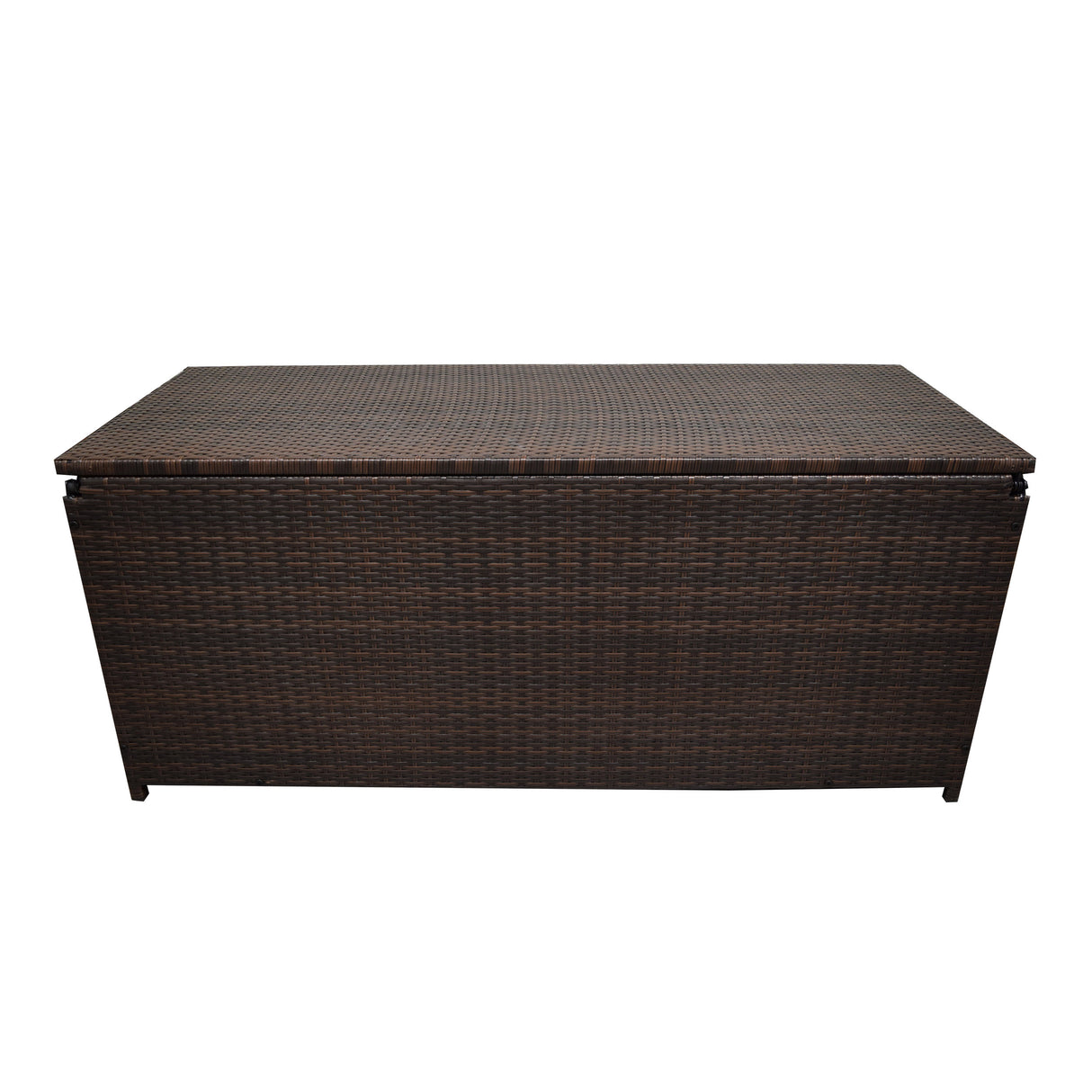Brown Wicker Patio Deck Box with 113 Gallon Storage and Metal Frame Sharicks