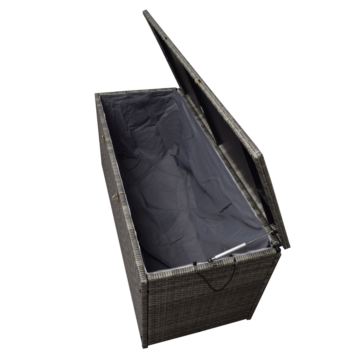 Grey Wicker Patio Deck Box with 113 Gallon Storage and Metal Frame Sharicks