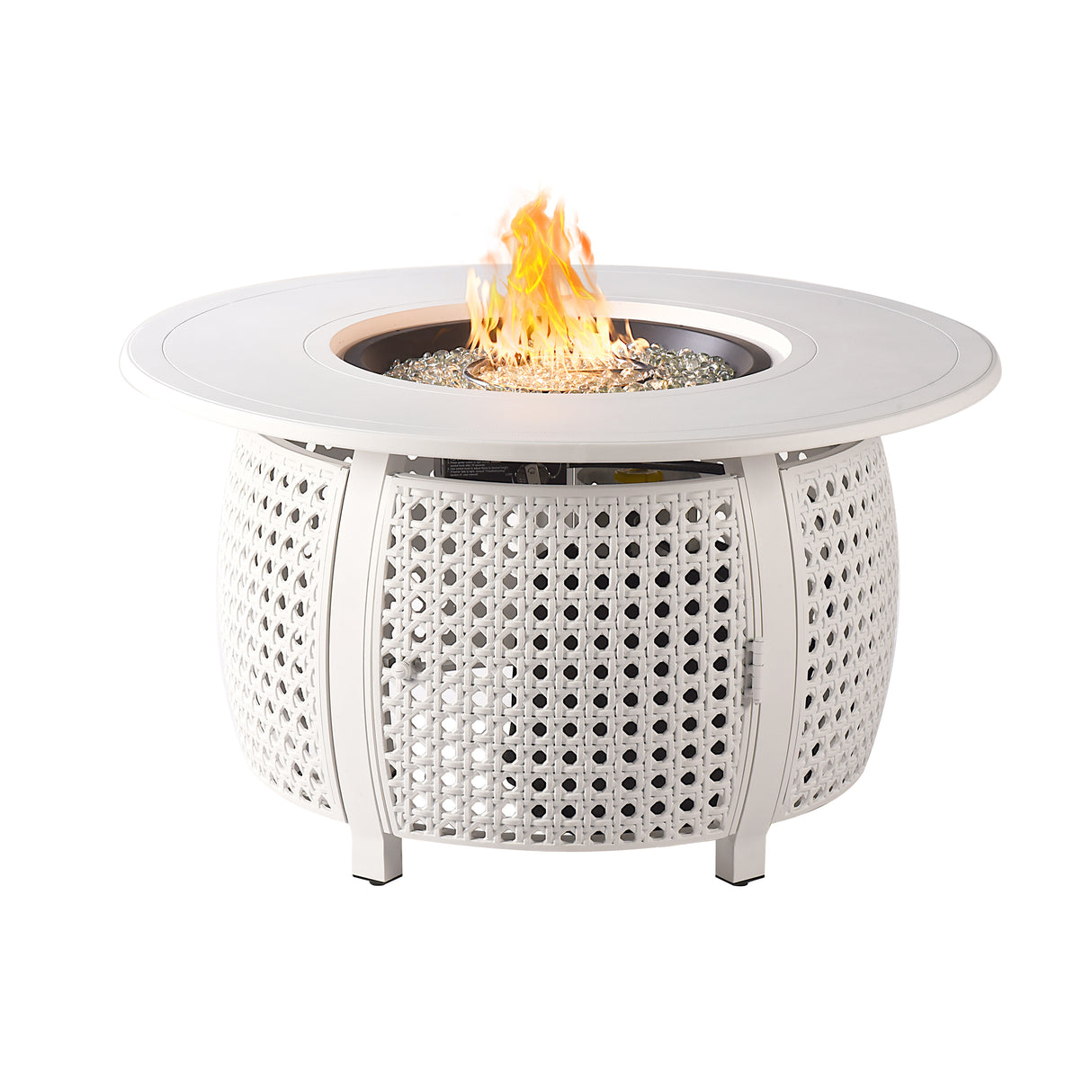 Aluminum 44-in Round Propane Fire Table with Beads, Covers and Lid Sharicks