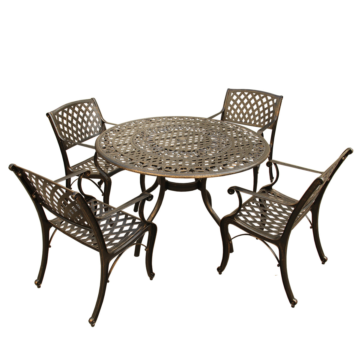 Outdoor Aluminum 5pc Round Patio Dining Set with Four Chairs - Sharicks