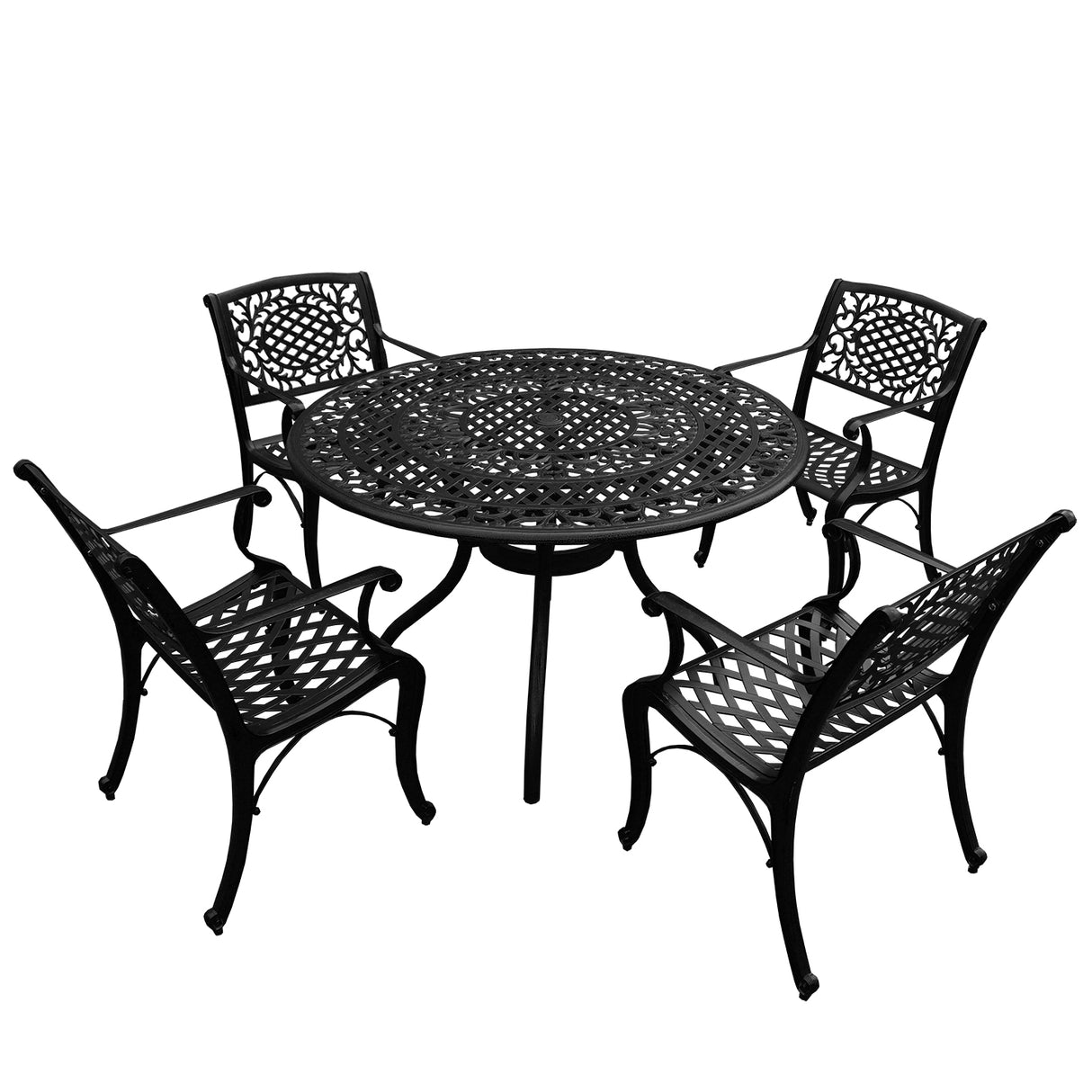 Outdoor Aluminum 5pc Round Patio Dining Set with Four Chairs - Sharicks