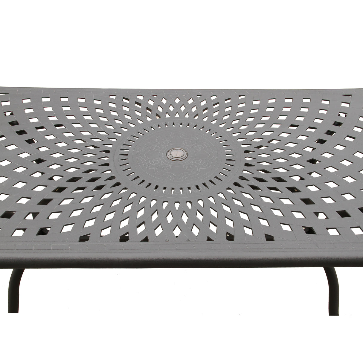 Modern Outdoor Mesh Aluminum Black 67-in Rectangle Patio Dining Table Sharicks
