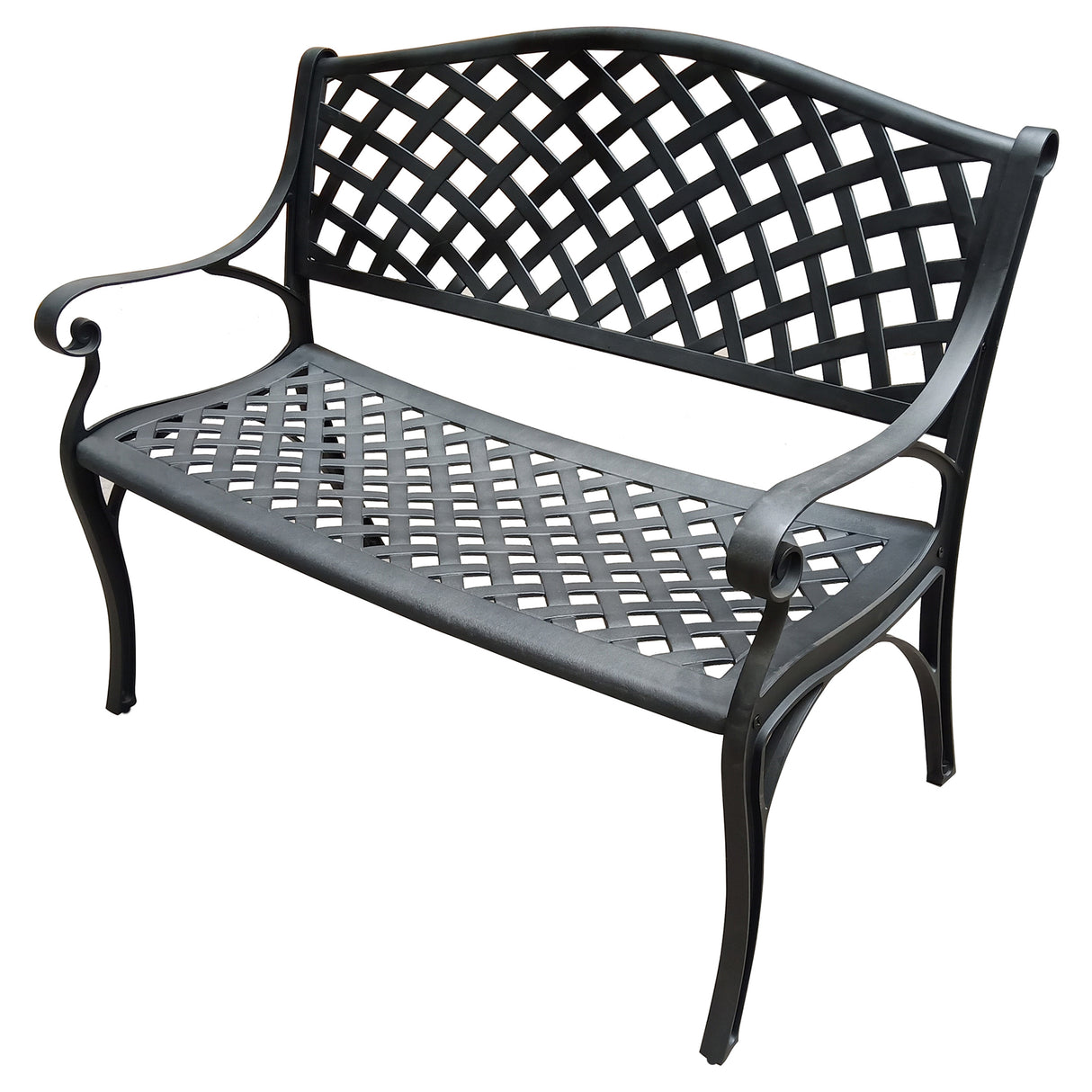 Outdoor Aluminum Modern 40-in Black Patio Bench Loveseat Sharicks