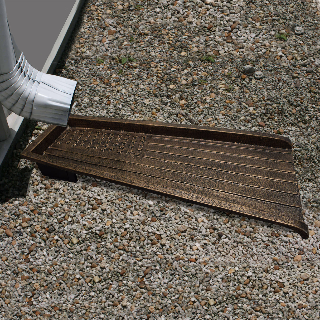 Bronze American Flag 24-in Cast Aluminum Downspout Gutter Splash Block Sharicks
