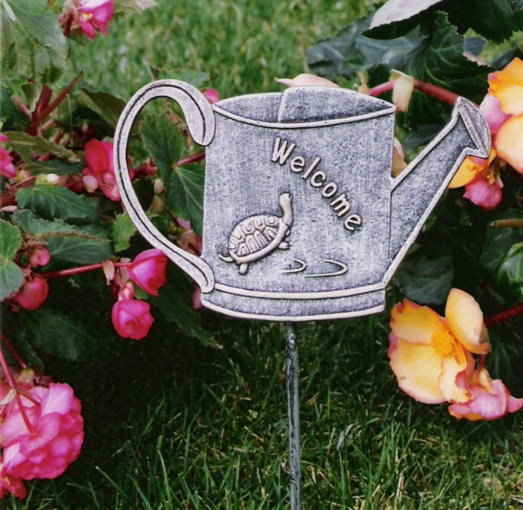 Antique Bronze Metal Garden Marker Welcome Turtle - Sharicks