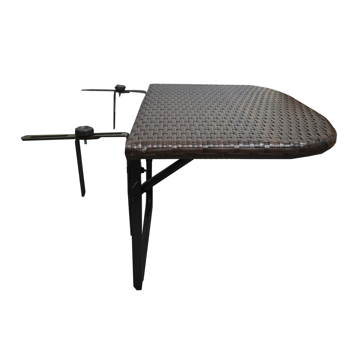 Brown Wicker Foldable Patio Balcony Table with Adjustable Clamps Sharicks