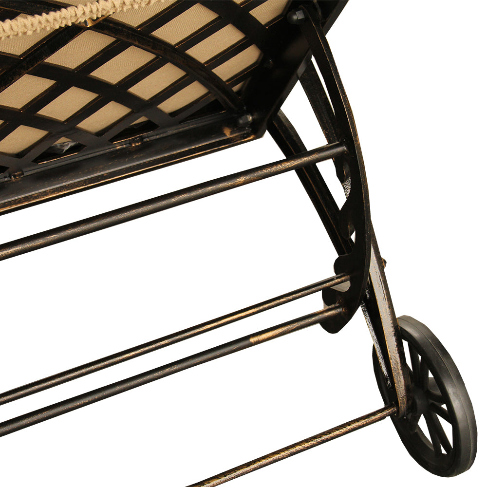 Modern Aluminum Bronze Patio Chaise Lounge with Wheels and Cushion Sharicks