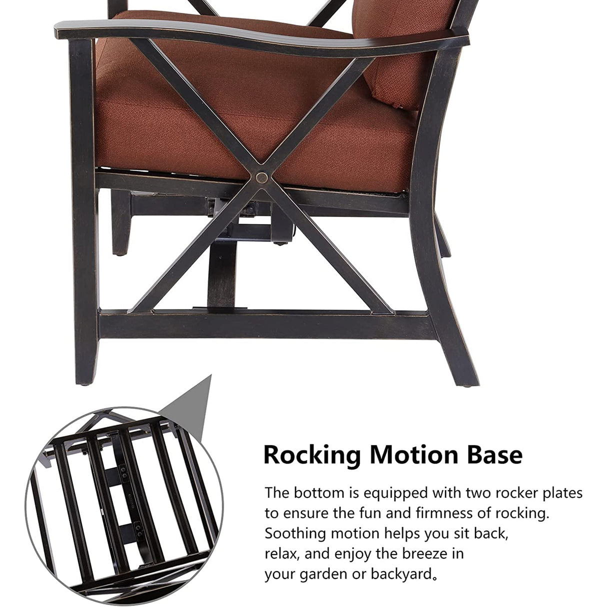 Aluminum Deep Seating Rocking Club Chairs in Antique Copper (set of 2) Sharicks