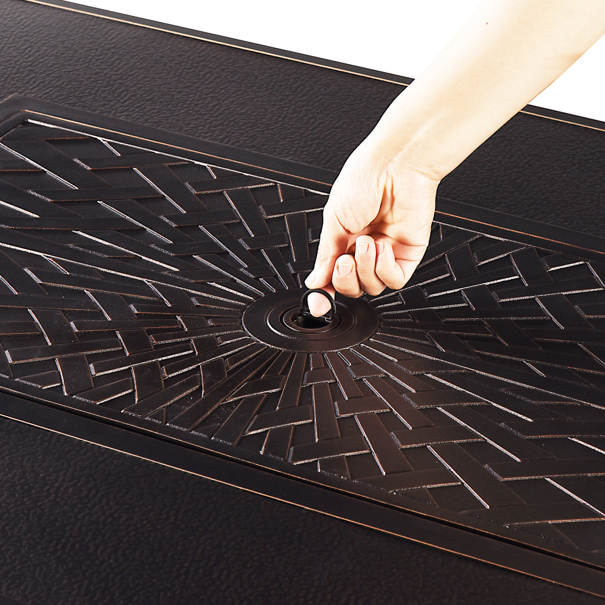 Aluminum 48-in Rectangular Propane Fire Table, Beads, Covers and Lid Sharicks