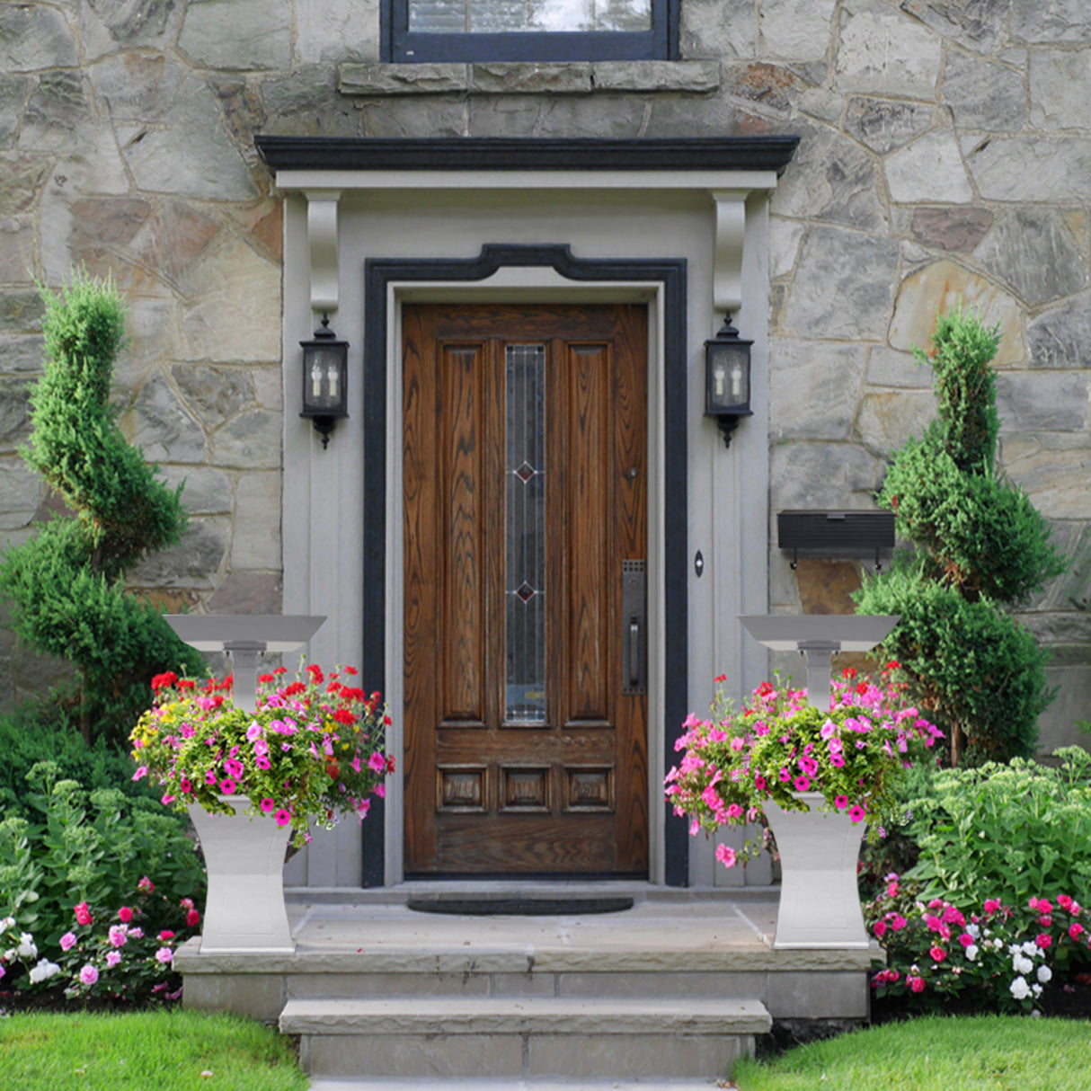 Modern Square Cast Aluminum 40-in Bird Bath and Planter Vase Combo Sharicks