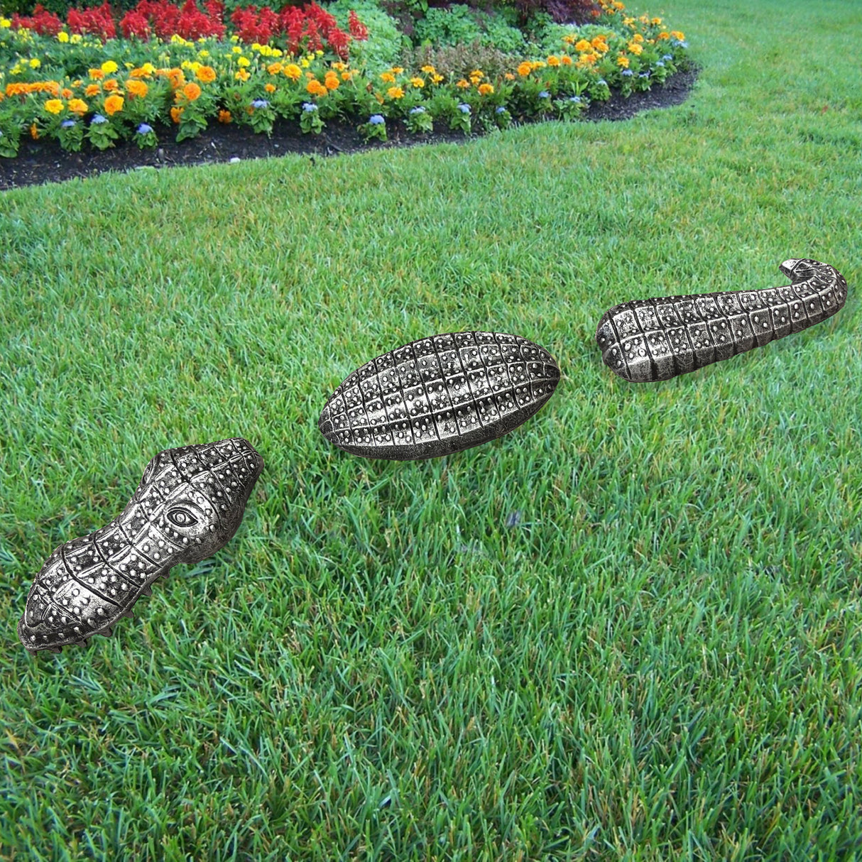 Antique Pewter Cast Aluminum Metal Garden Gator - Sharicks