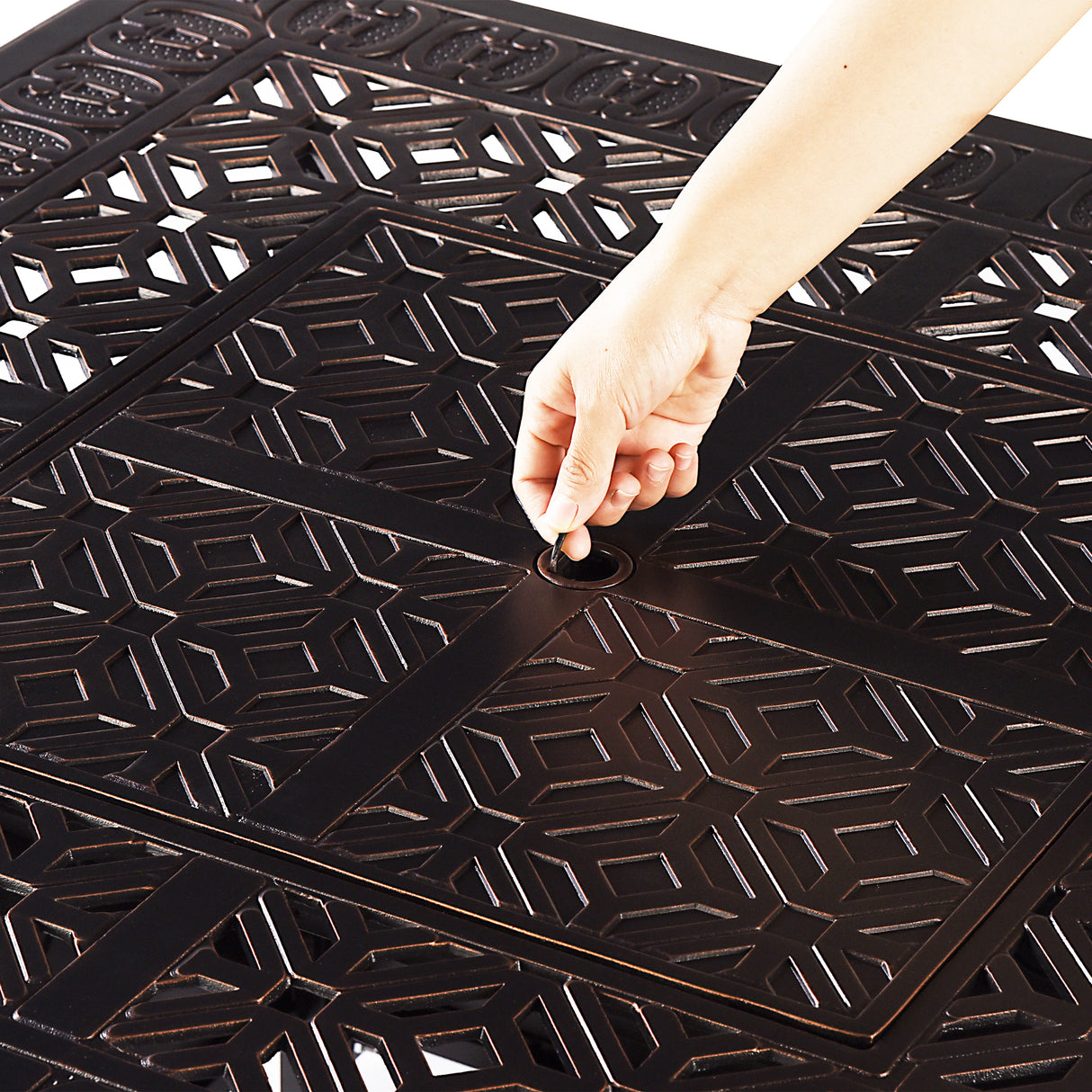 Aluminum 42-in Square Patio Fire Table Set with Swivel Rocking Chairs - Sharicks