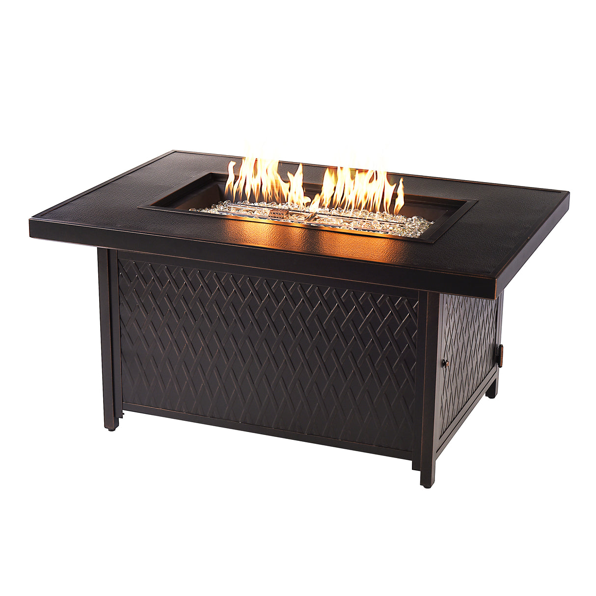 Aluminum 48-in Rectangular Propane Fire Table, Beads, Covers and Lid Sharicks