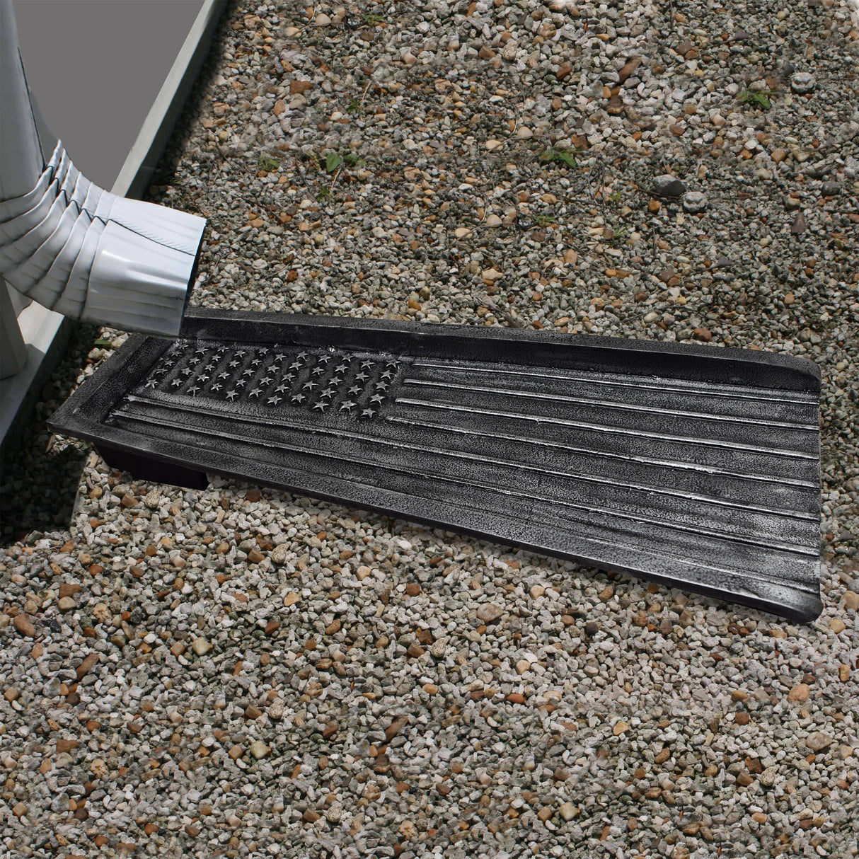 Silver American Flag 24-in Cast Aluminum Downspout Gutter Splash Block Sharicks
