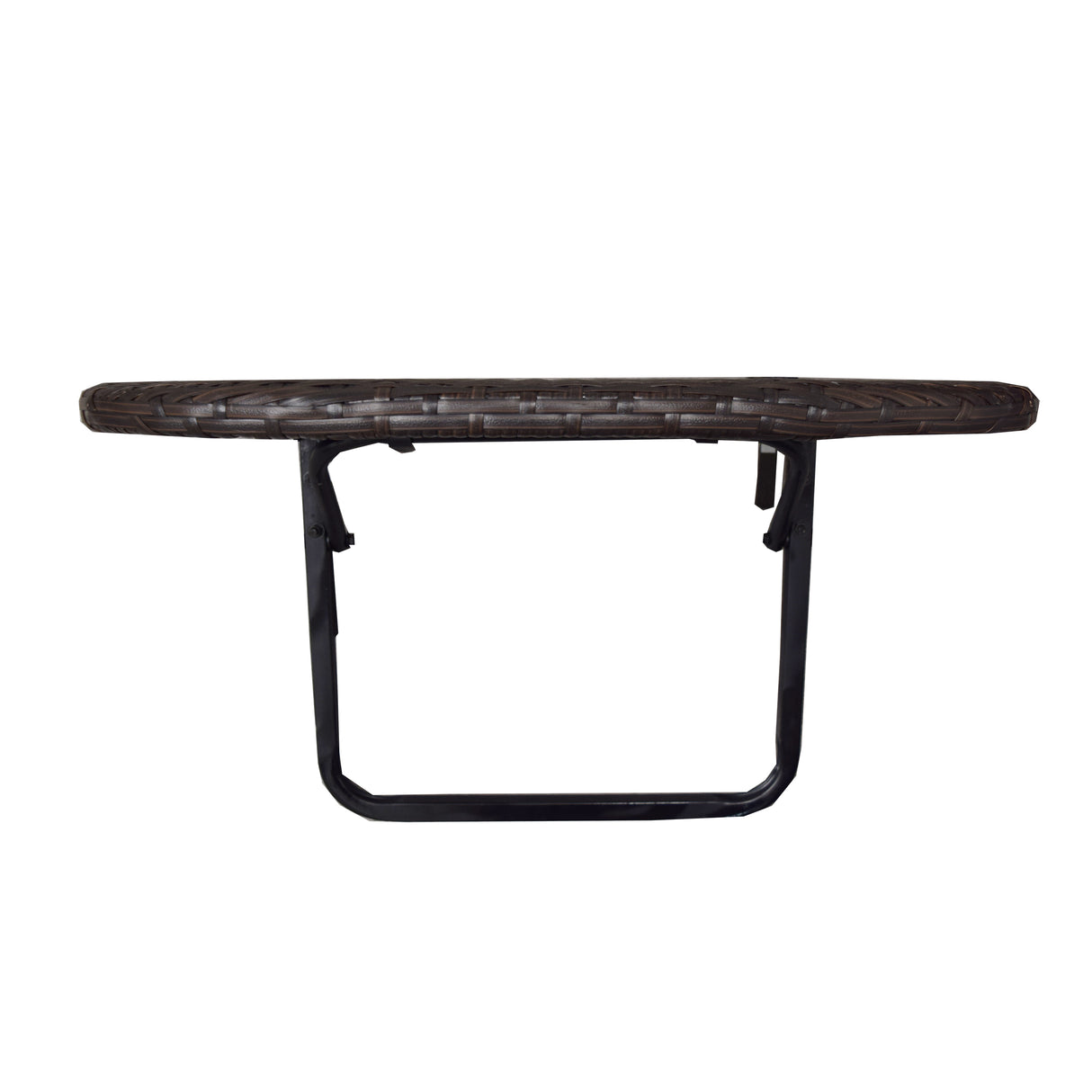Brown Wicker Foldable Patio Balcony Table with Adjustable Clamps Sharicks