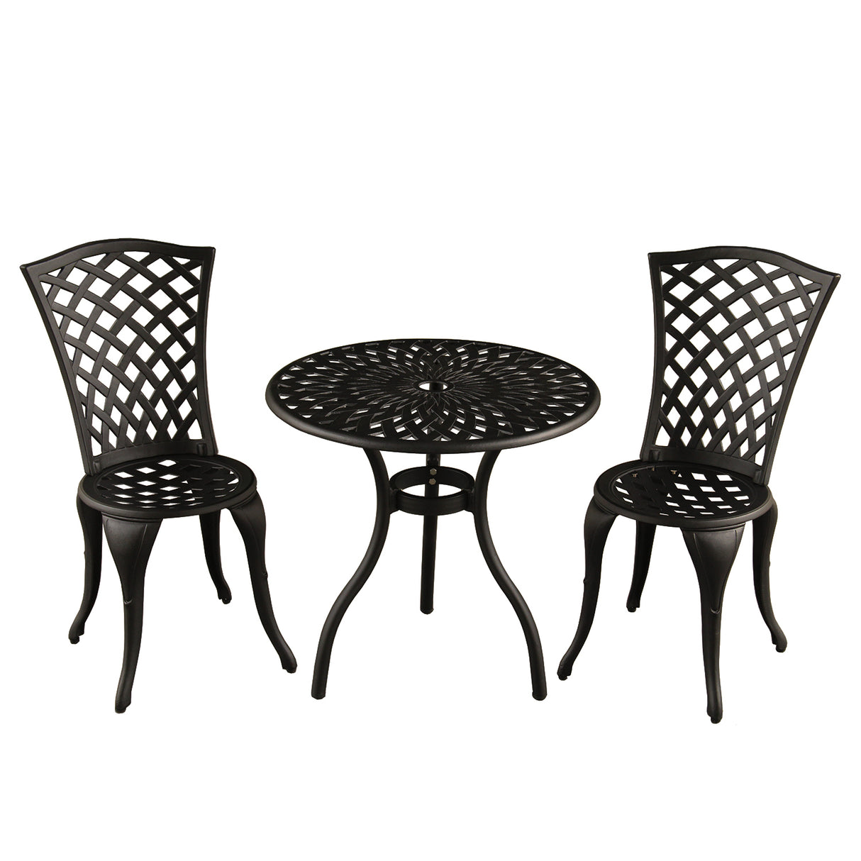 Modern Outdoor Patio Garden Aluminum 3 Piece Bistro Set in Sand Black Sharicks