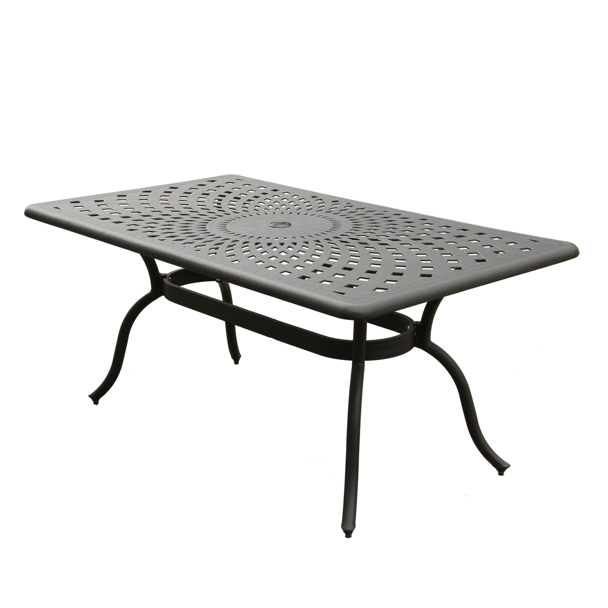 Modern Outdoor Mesh Aluminum Black 67-in Rectangle Patio Dining Table Sharicks