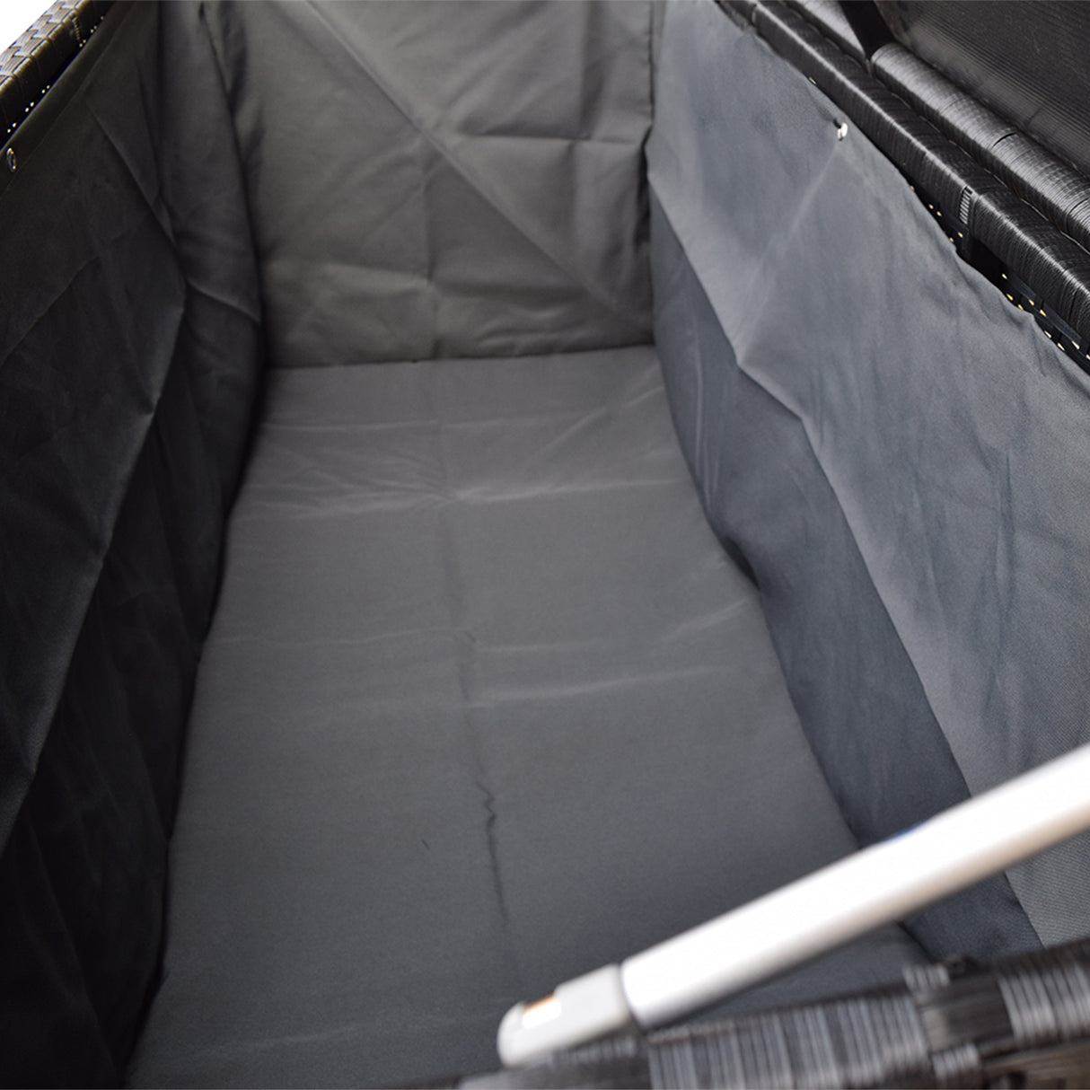 Black Wicker Patio Deck Box with 113 Gallon Storage and Metal Frame Sharicks