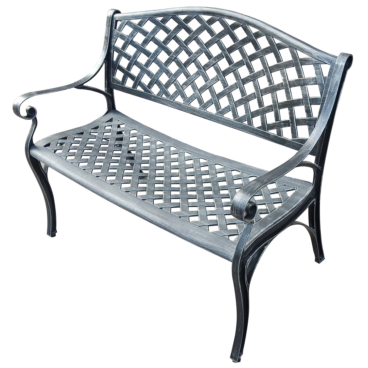 Outdoor Aluminum Modern 40-in Grey Patio Bench Loveseat Sharicks