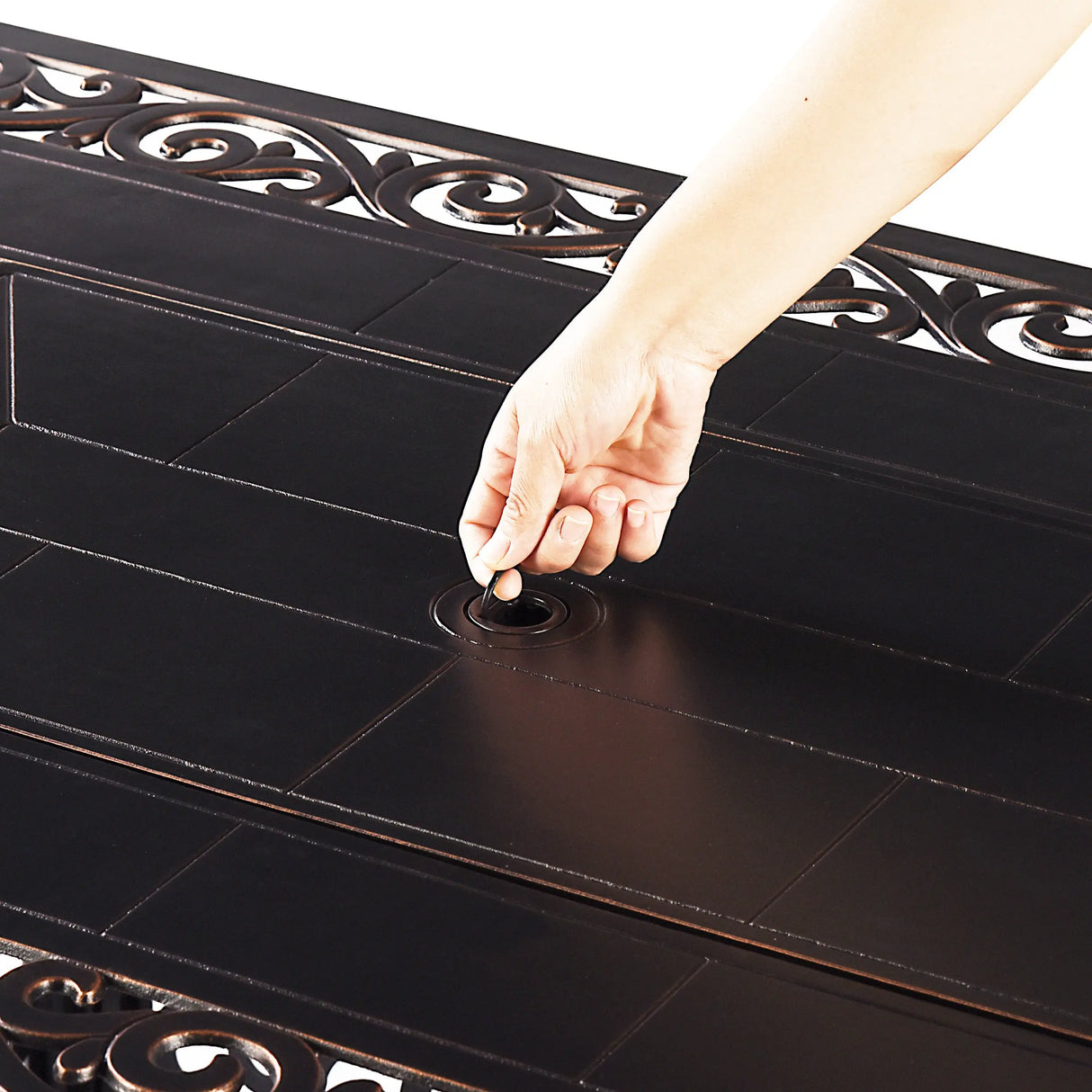 Aluminum 48-in Rectangular Propane Fire Table, Beads, Covers and Lid Sharicks