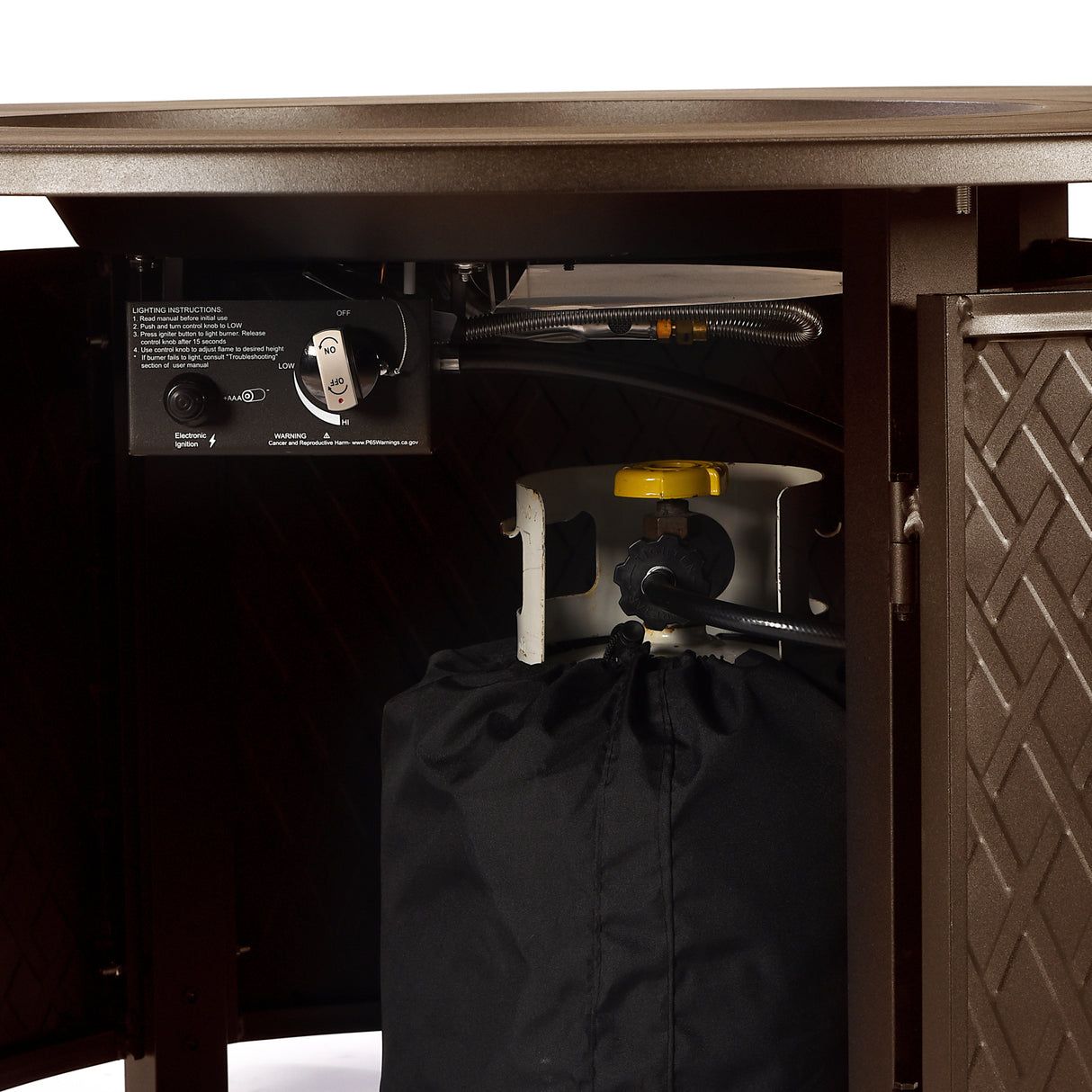 Aluminum 44-in Round Propane Fire Table with Beads, Covers and Lid Sharicks